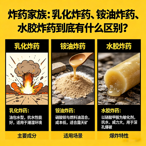 托喀依乡炸药家族：乳化炸药、铵油炸药、水胶炸药到底有什么区别？